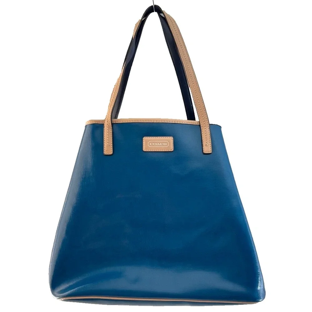 Coach Park Metro Patent‎ Leather Shopper Tote Bag - Model F25028 - Glossy Blue